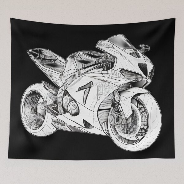 Item preview, Black and White Futuristic Cyberpunk Superbike designed and sold by beluxe.