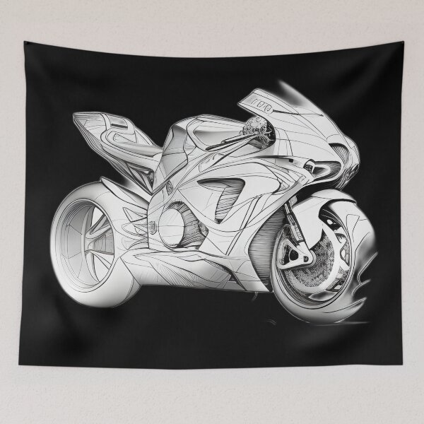 Item preview, Black and White Futuristic Cyberpunk Superbike designed and sold by beluxe.