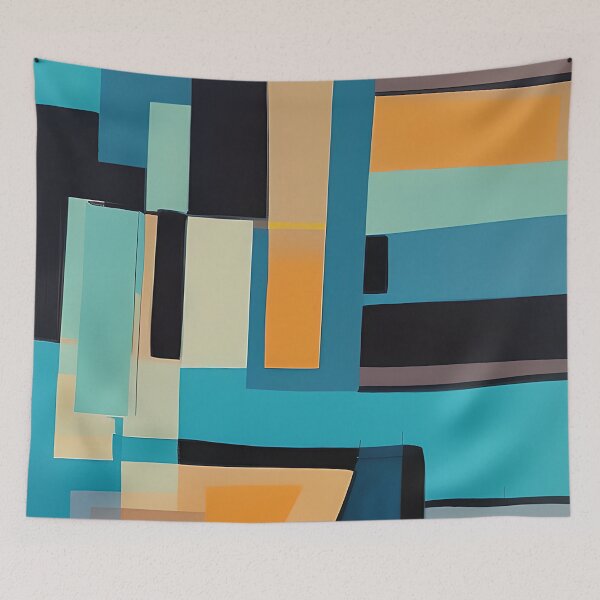 Item preview, Blue and orange rectangular abstract designed and sold by ibelieveimages.