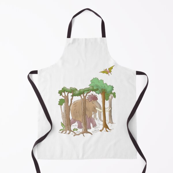 Item preview, siesh cartoon mammoth in the forest and pterodactyl designed and sold by sonaadalian.