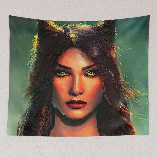 Item preview, Portrait of an Wolf Lady with Yellow Eyes designed and sold by ElLocoMus.