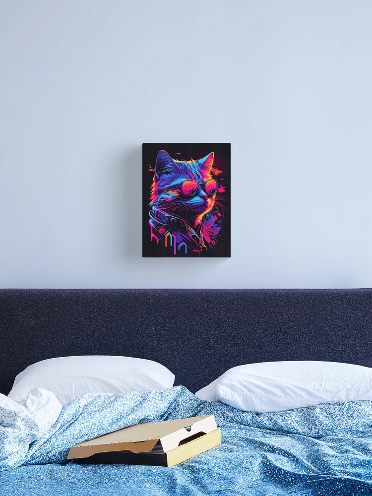 -Myka- in synthwave by sunglasses Canvas cat neon a | Redbubble style\