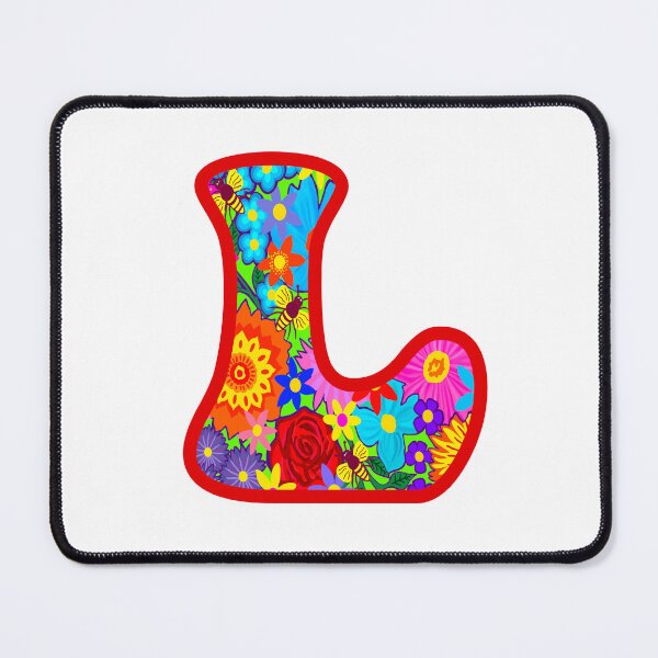 Item preview, Red Floral Alphabet Letter L – Colorful Boho Psychedelic Flower Typography Art designed and sold by Vividality.