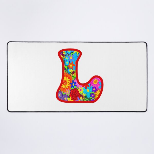Item preview, Red Floral Alphabet Letter L – Colorful Boho Psychedelic Flower Typography Art designed and sold by Vividality.