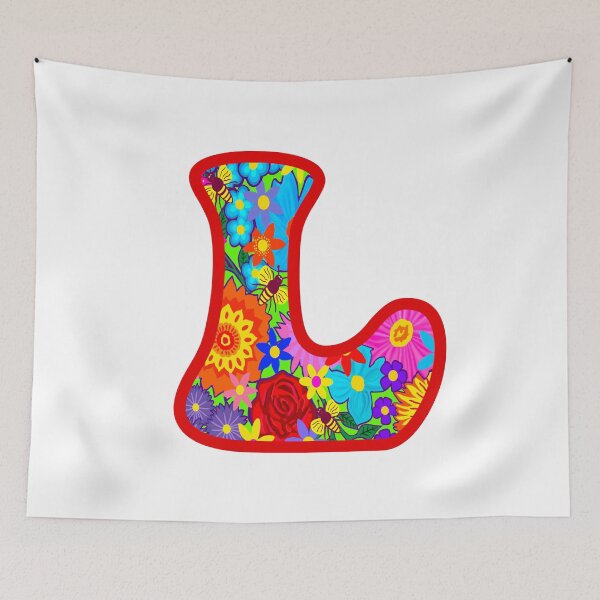 Item preview, Red Floral Alphabet Letter L – Colorful Boho Psychedelic Flower Typography Art designed and sold by Vividality.