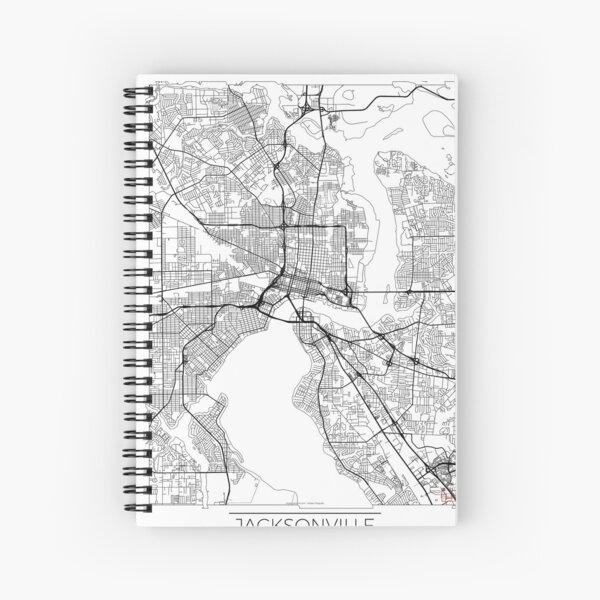 Jacksonville Map Minimal Spiral Notebook