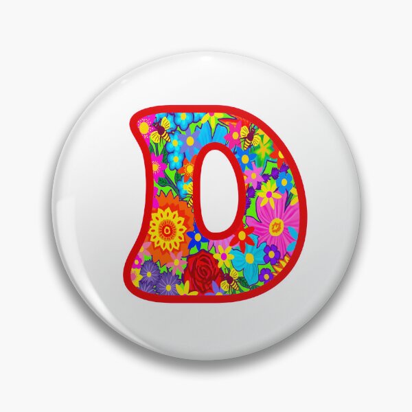 Item preview, Red Floral Alphabet Letter D – Colorful Boho Psychedelic Flower Typography Art designed and sold by Vividality.