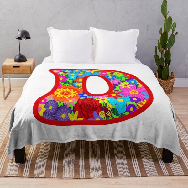 Item preview, Red Floral Alphabet Letter D – Colorful Boho Psychedelic Flower Typography Art designed and sold by Vividality.