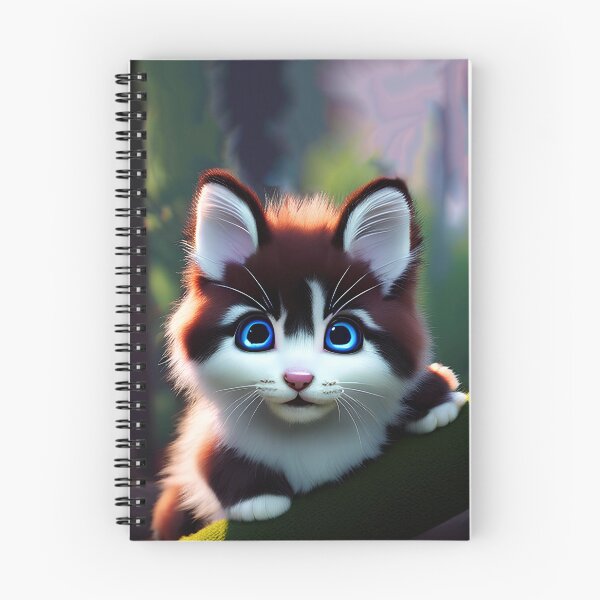 Item preview, Hopeful Eyes - Brown and White Kitten on a Mossy Branch with Forest Background designed and sold by BuyByButterfly.