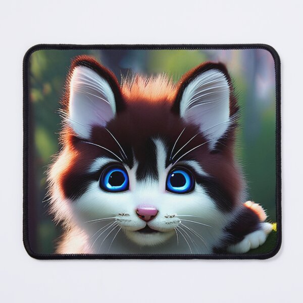 Item preview, Hopeful Eyes - Brown and White Kitten on a Mossy Branch with Forest Background designed and sold by BuyByButterfly.
