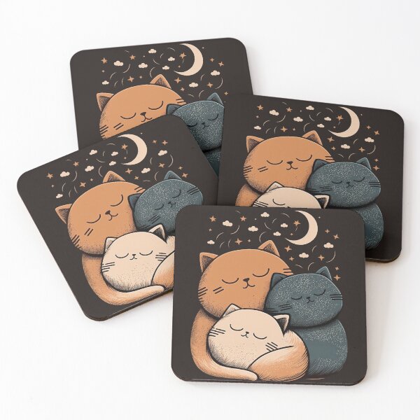 Aperçu de l'œuvre Feline Family Dreams: A Group of Cute Cats Sleeping in Harmony créée et vendue par JOLI Design.