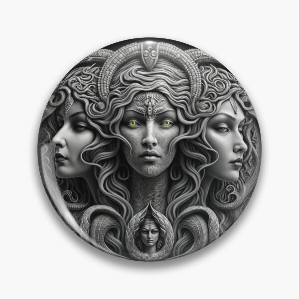 Item preview, Green Eyed Triple Goddess Mother Maiden Crone Hecate Snake Spider Strong Beauty Fantasy Synthographic Sculpture designed and sold by Vicki Noble Art.