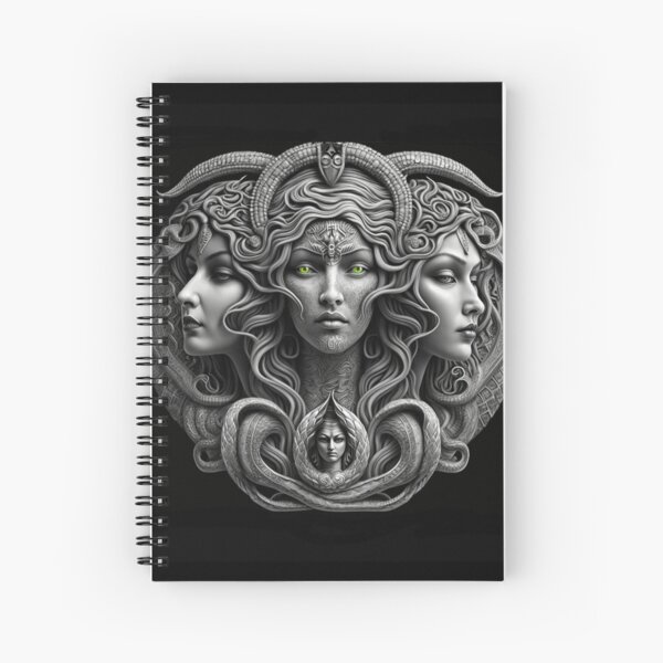 Aperçu de l'œuvre Green Eyed Triple Déesse Mère Maiden Crone Hécate Serpent Araignée Forte Beauté Fantasy Sculpture Synthographique créée et vendue par Vicki Noble Art.