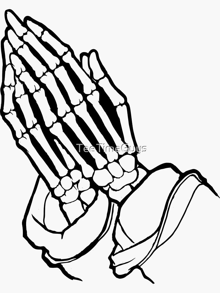 Praying Skeleton Bone Hands  Sticker for Sale by TeeTimeGuys