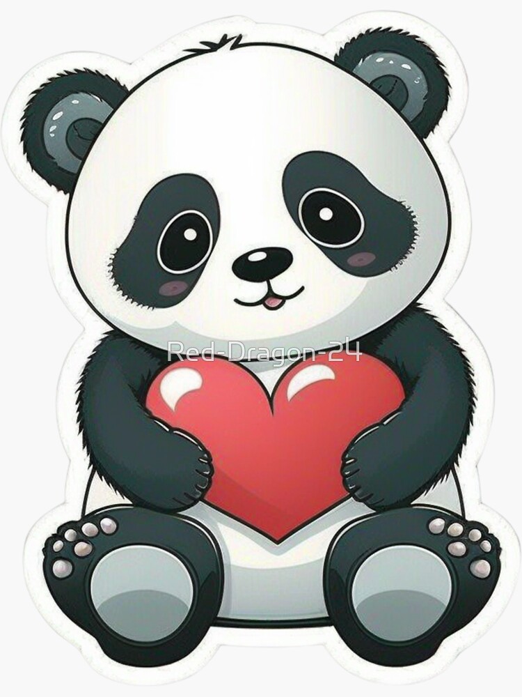 Cute Panda Holding Heart Sticker