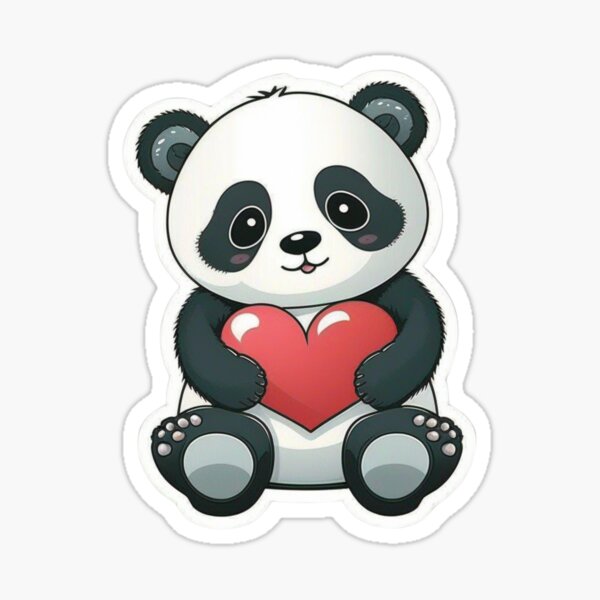 Cute Panda Holding Heart Sticker