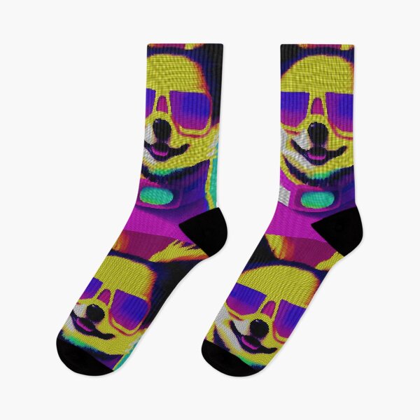 Item preview, Colorful Abstract Pomeranian Wearing Sunglasses 8-bit Pixel Art designed and sold by PixelDripped.