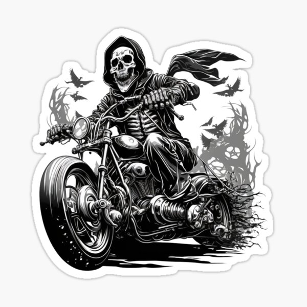 Black and white skeleton biker on a motorcycle  Stock Illustration  101920632  PIXTA