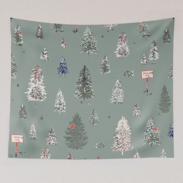 Item preview, Christmas Tree Farm in Muted Green designed and sold by Jean-Pham.