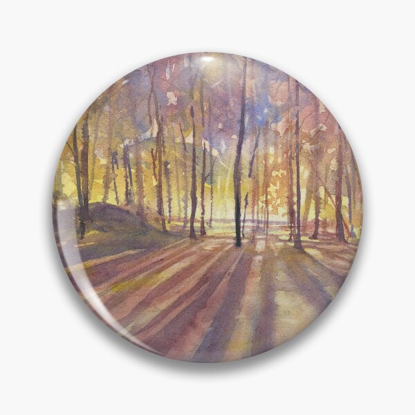 Item preview, Landscape watercolor painting.  Silhouetted trees at sunset colorful forest designed and sold by rfoxphoto.