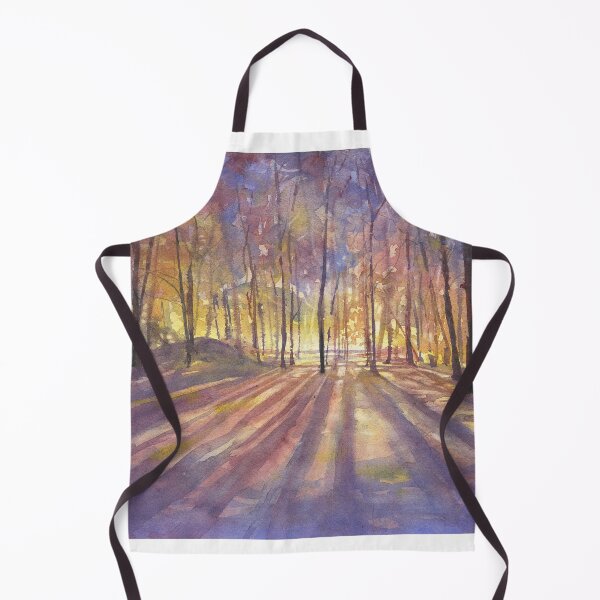 Item preview, Landscape watercolor painting. Silhouetted trees at sunset colorful forest designed and sold by rfoxphoto.