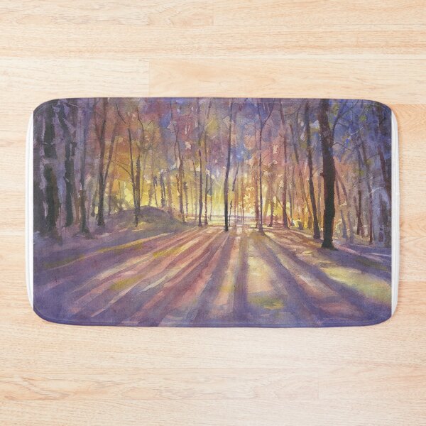 Item preview, Landscape watercolor painting.  Silhouetted trees at sunset colorful forest designed and sold by rfoxphoto.