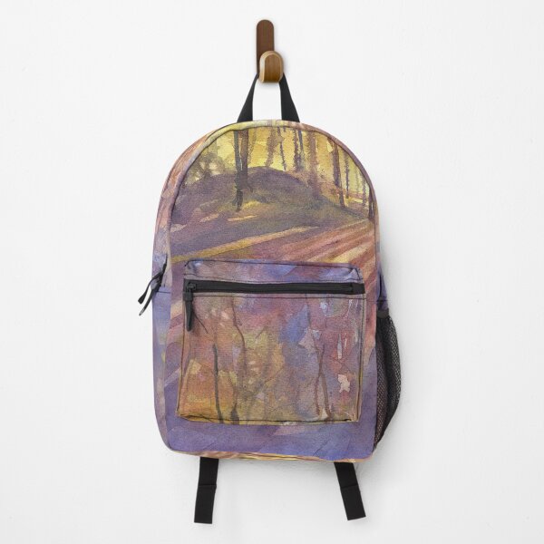 Item preview, Landscape watercolor painting. Silhouetted trees at sunset colorful forest designed and sold by rfoxphoto.