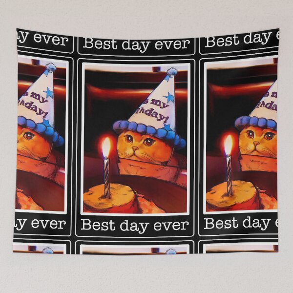 Item preview, Cat meme birthday funny cake, best day, it's my party designed and sold by Submarinepop.