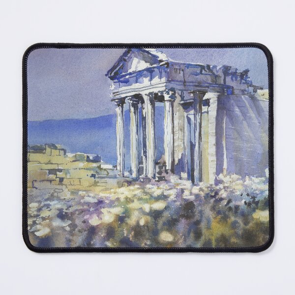 Item preview, Roman Temple at city of Dougga, Tunisia.  Watercolor painting Tunisia Roman archaeology landscape painting. designed and sold by rfoxphoto.