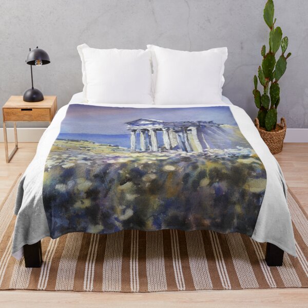 Item preview, Roman Temple at city of Dougga, Tunisia.  Watercolor painting Tunisia Roman archaeology landscape painting. designed and sold by rfoxphoto.