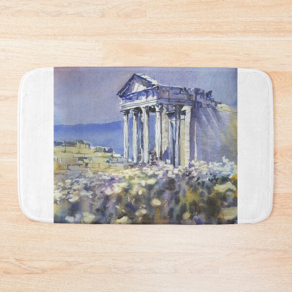Item preview, Roman Temple at city of Dougga, Tunisia.  Watercolor painting Tunisia Roman archaeology landscape painting. designed and sold by rfoxphoto.
