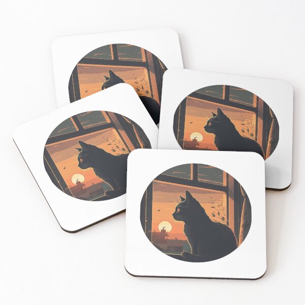 Item preview, Cat Watching Sunset Scene designed and sold by okamitouch.