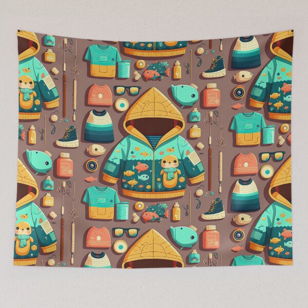 Item preview, Fishing Gear Clothes: Hooked On Fishing Pattern designed and sold by ultra-cute.