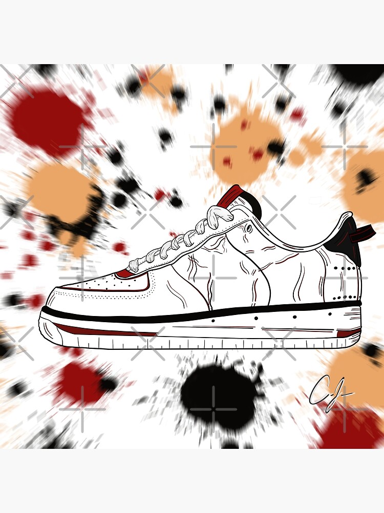 Air Force One Sneaker Art with Red Black and White Colorway Poster for Sale by CousinJoeArt Redbubble