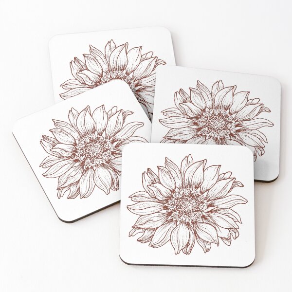 Item preview, Sunflower Line art ink in dark red wine designed and sold by Jean-Pham.