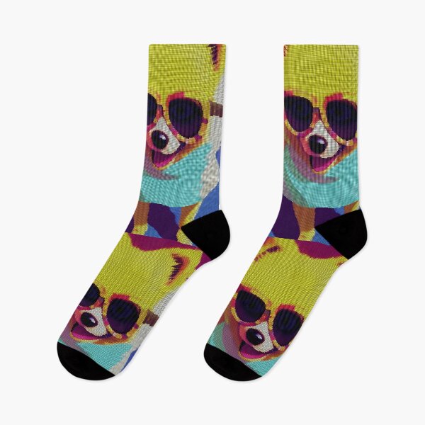 Item preview, Colorful Abstract Pomeranian Wearing Sunglasses 8-bit Pixel Art designed and sold by PixelDripped.