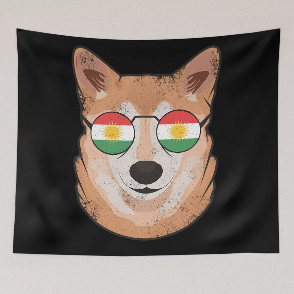 Item preview, Vintage Patriotic Shiba Inu Kurd Flag designed and sold by feether-store.