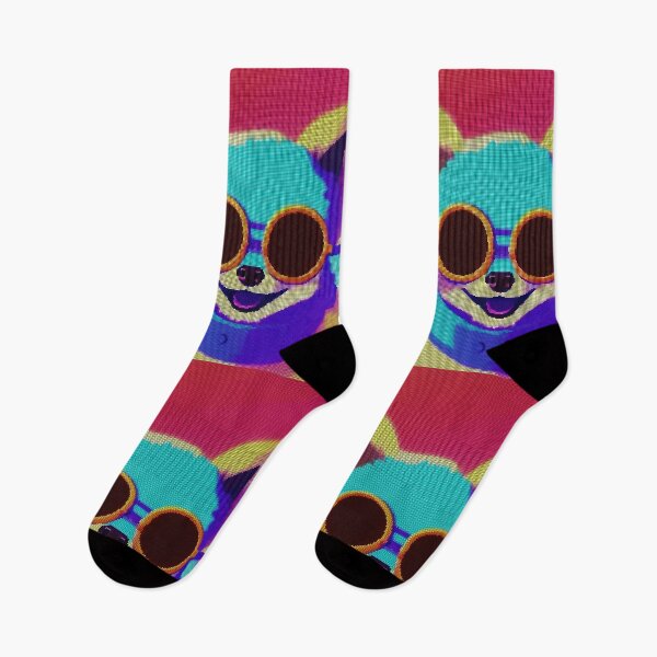 Item preview, Colorful Abstract Pomeranian Wearing Sunglasses 8-bit Pixel Art designed and sold by PixelDripped.