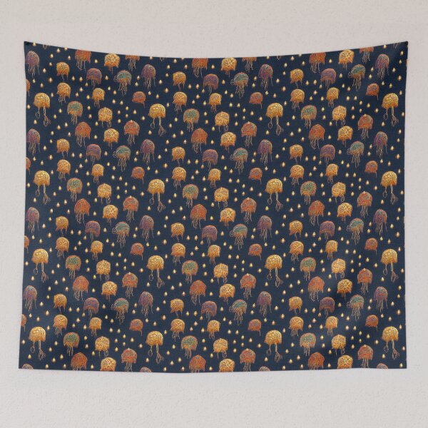 Item preview, Embroidered cosmic jellyfish on real cloth  designed and sold by YeKnot.