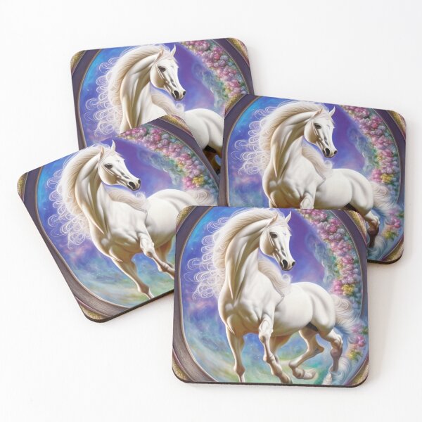 Item preview, White Horse Fantasy Floral Background designed and sold by No1Equestrian.