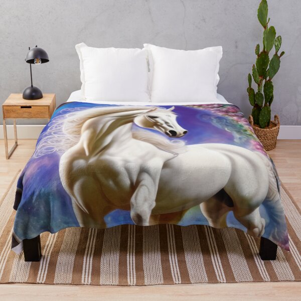 Item preview, White Horse Fantasy Floral Background designed and sold by No1Equestrian.