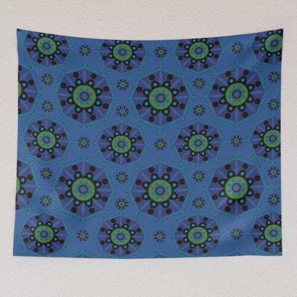 Item preview, Sahara geometrical pattern mandala neon light blue green  designed and sold by chuckletuckle.