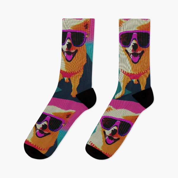 Item preview, Colorful Abstract Pomeranian Wearing Sunglasses 8-bit Pixel Art designed and sold by PixelDripped.