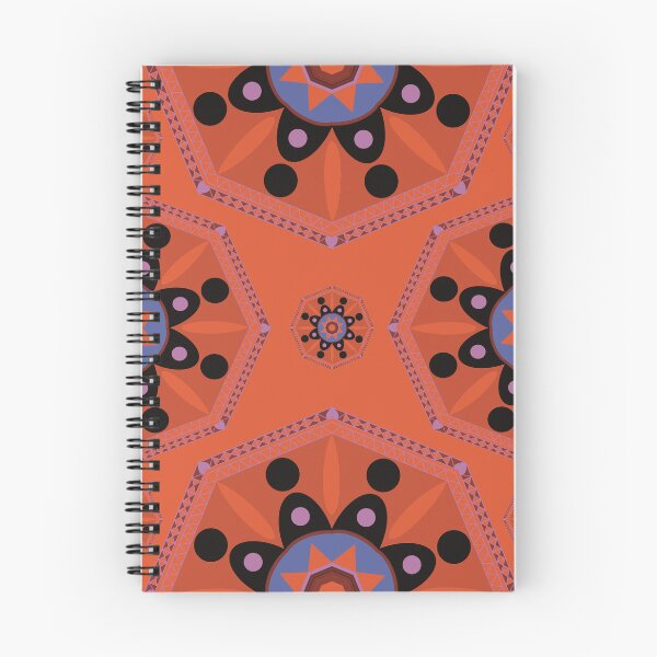 Item preview, Sahara geometrical pattern mandala neon orange blue designed and sold by chuckletuckle.