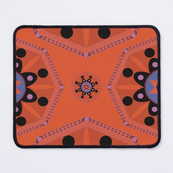 Item preview, Sahara geometrical pattern mandala neon orange blue designed and sold by chuckletuckle.