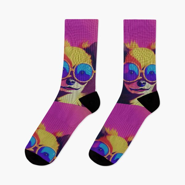 Item preview, Colorful Abstract Pomeranian Wearing Sunglasses 8-bit Pixel Art designed and sold by PixelDripped.
