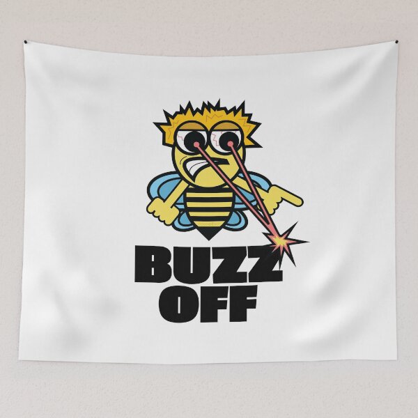 Item preview, Buzz Off Lazer Eye Beams Bee Illustration Funny Honey Bee Art Angry Mad Screaming designed and sold by doseofwin.