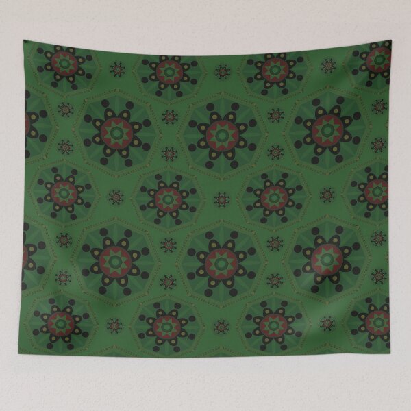 Item preview, Sahara geometrical pattern mandala neon green red designed and sold by chuckletuckle.