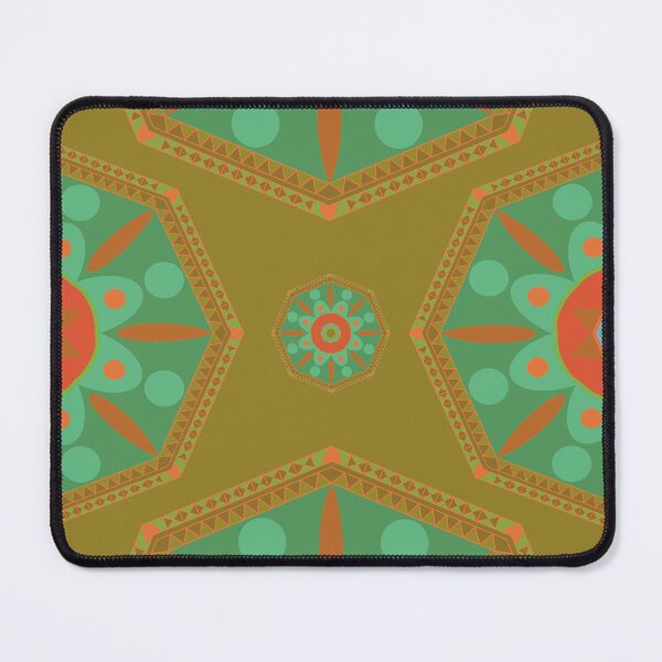 Item preview, Sahara geometrical pattern mandala neon orange henna designed and sold by chuckletuckle.