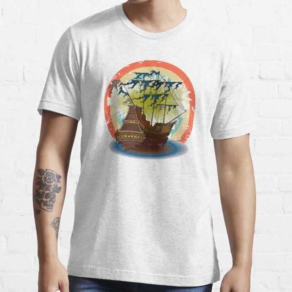 Vintage Old School Pirate Ship V-Neck T-Shirt